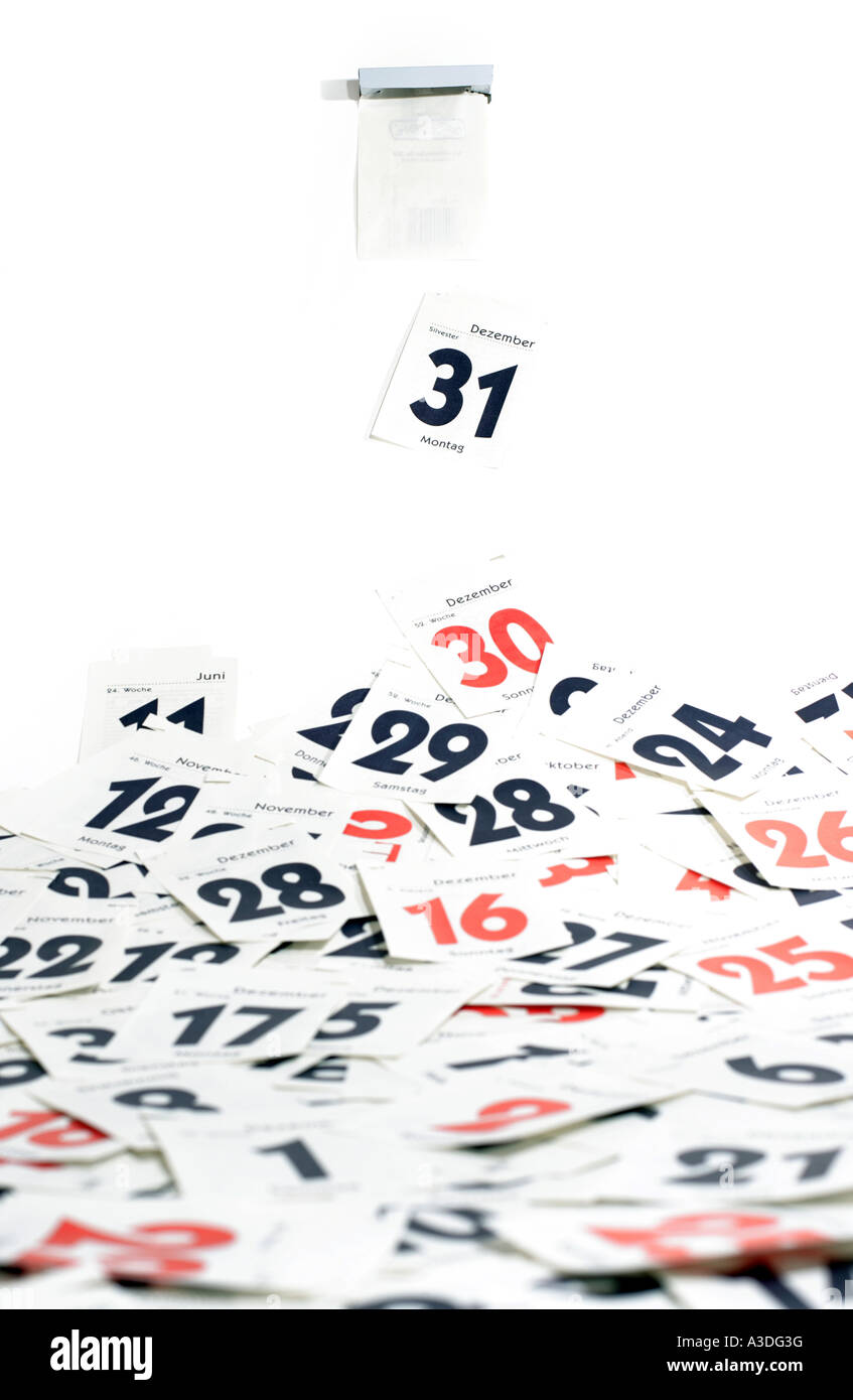 Dernier jour de l'année (31 décembre) a fin - calendrier de découpe Banque D'Images