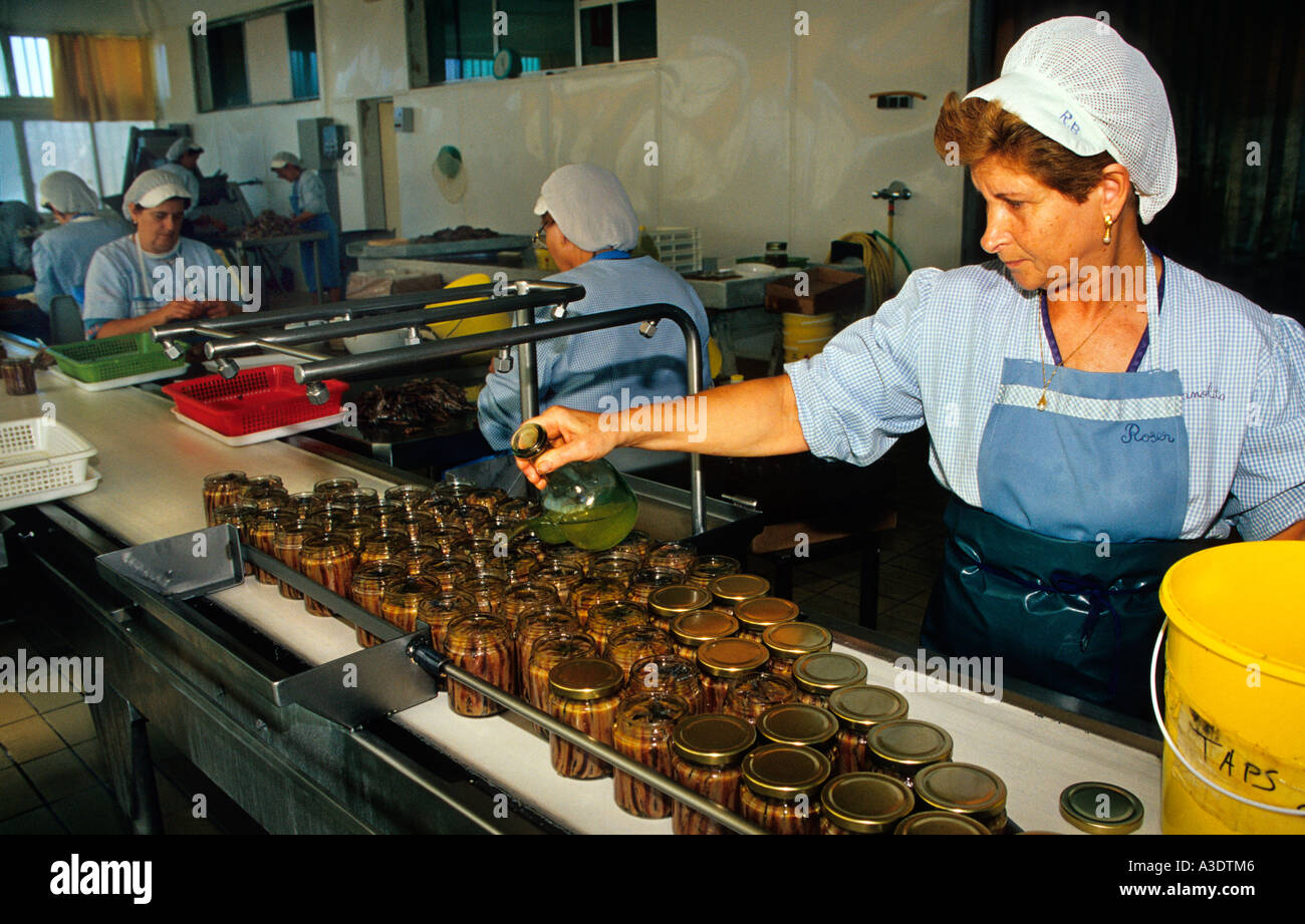 Femme travaillant dans l 'usine d'anchois de l'Escala Anxoves'. L'Escala. Girona. Catalunya. Espagne Banque D'Images Femme travaillant dans l 'usine d'anchois de l'Escala Anxoves'. L'Escala. Girona. Catalunya. Espagne Banque D'Images