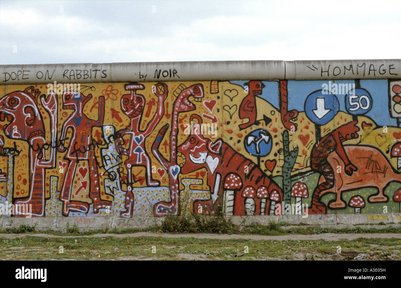 Mur de Berlin, peint avant 1989, Berlin, Allemagne | Banque D'Images