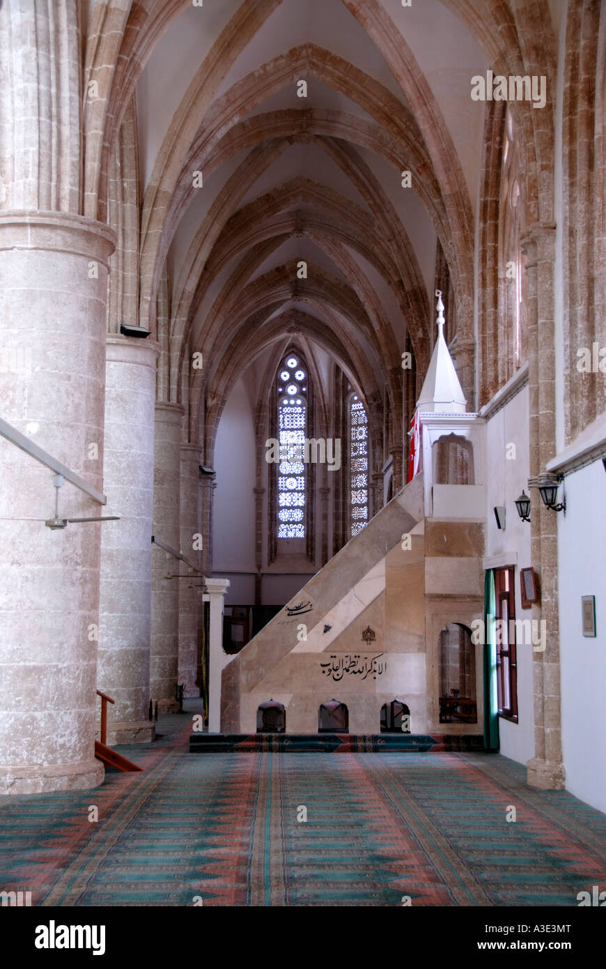 Salle Gothique de l'ancienne cathédrale Saint-Nicolas maintenant Lala Mustapha Pasha Mosque Gazimagusa Famagouste Chypre du Nord Banque D'Images