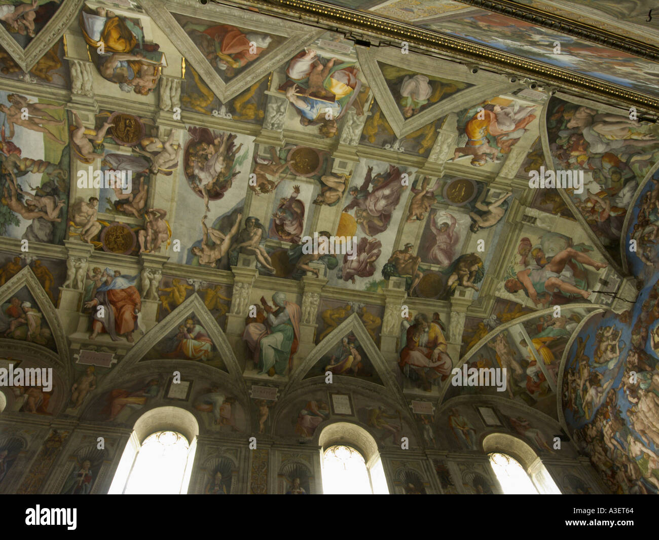 Michaelangelo s plafond de la Chapelle Sixtine, le Vatican Rome Italie Banque D'Images