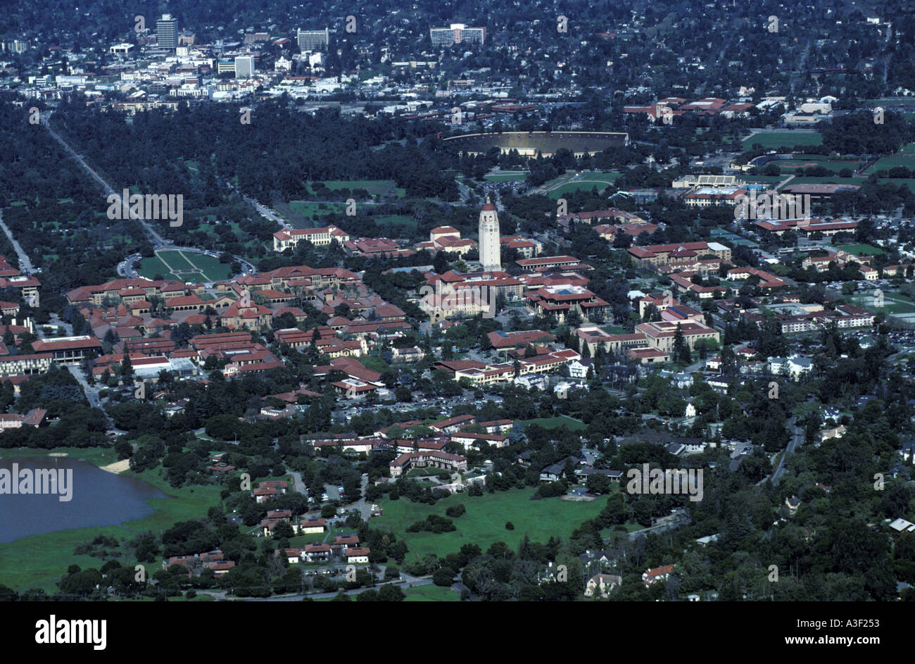 Vue aérienne du campus de l'Université de Stanford à Palo Alto en Californie Banque D'Images