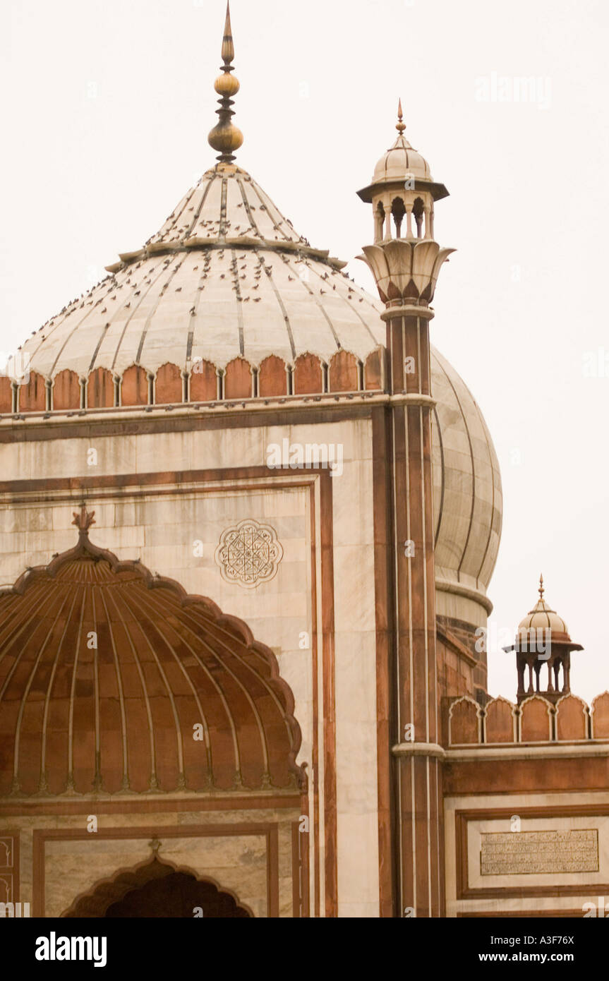 Entrée voûtée d'une mosquée Jama Masjid, New Delhi, Inde Banque D'Images