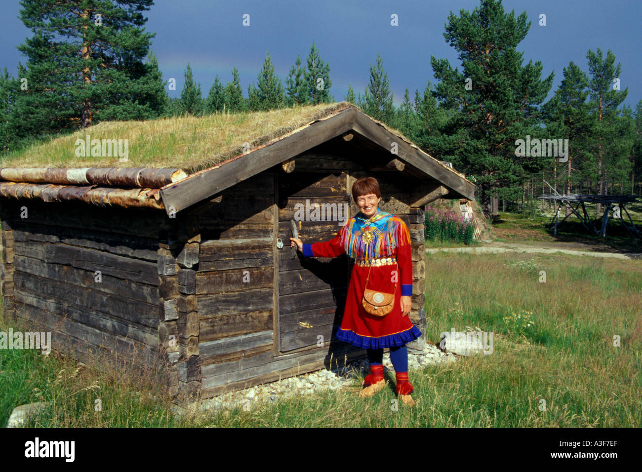 Enseignant à la hutte sami Sami Museum Karasjok Norvège Banque D'Images