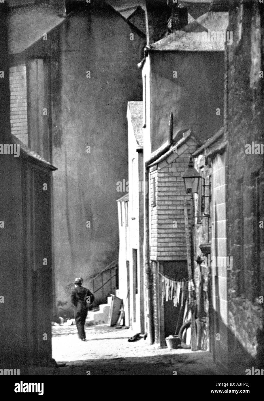 Fishermens Cottages St Ives 1935 photo d'une scène de rue dans la ville de pêcheurs de Cornouailles du Nord Banque D'Images