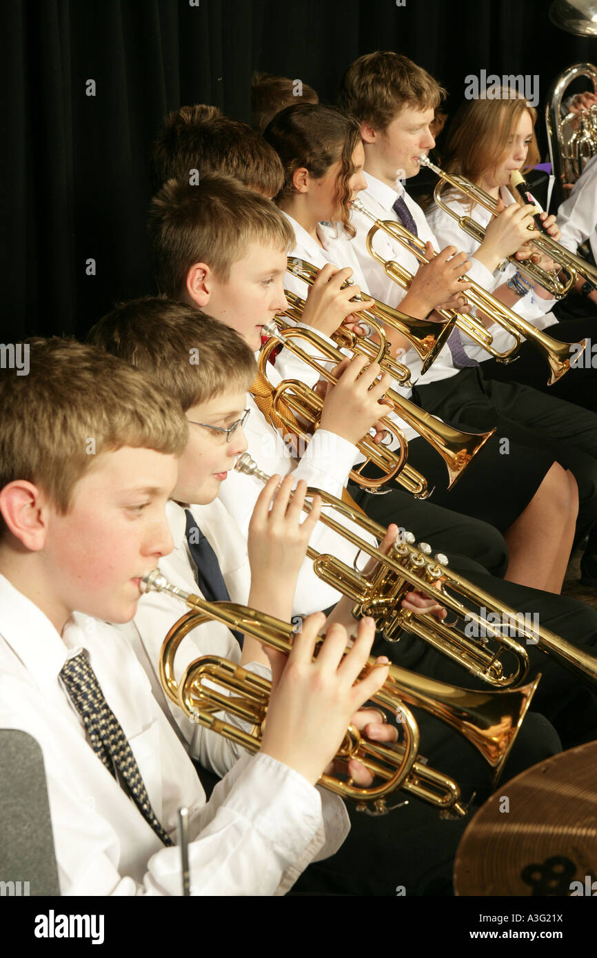 Orchestre de l'école ou bandes trompettes Banque D'Images