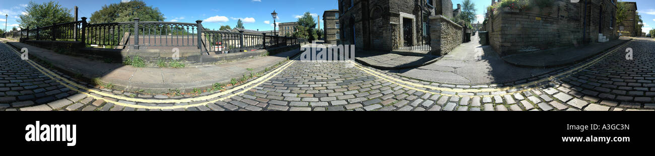 Terrasse, Albert, Saltaire West Yorkshire, construit par Titus Salt, site du patrimoine mondial. Banque D'Images