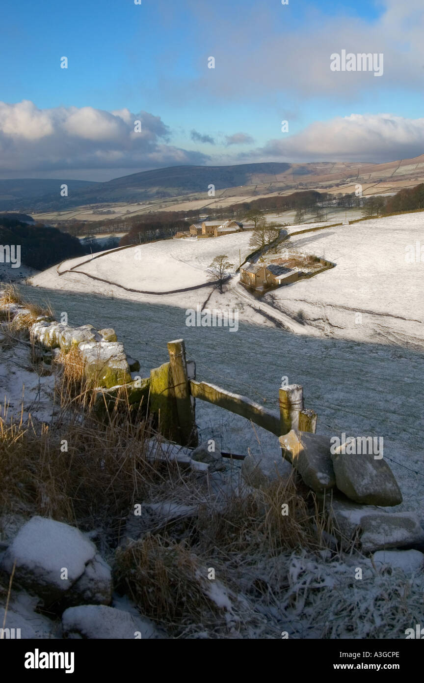 Paysage d'hiver high peak park collines Derbyshire en Angleterre Banque D'Images