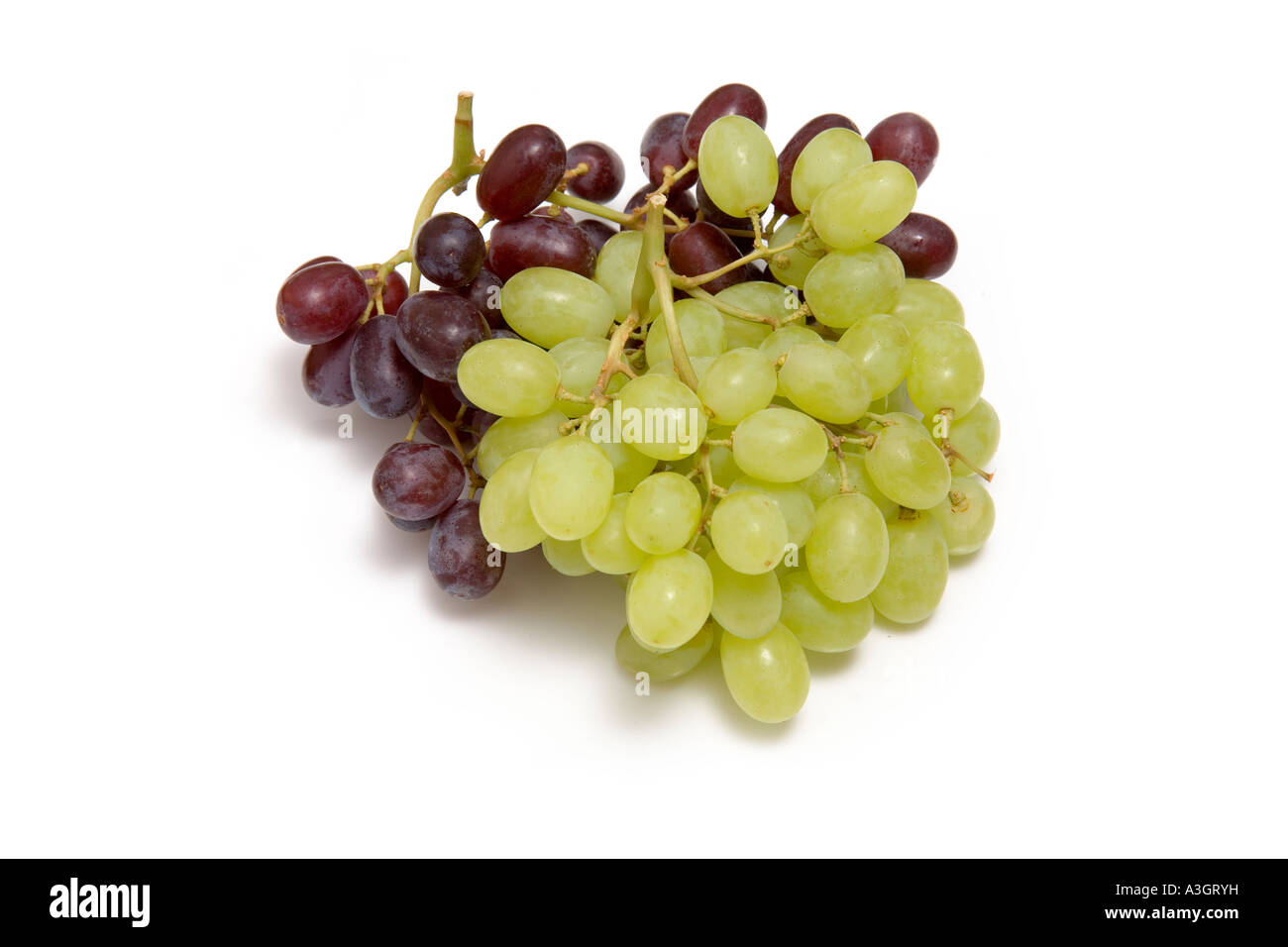 Le raisin rouge et blanc isolé sur fond blanc un studio. Banque D'Images