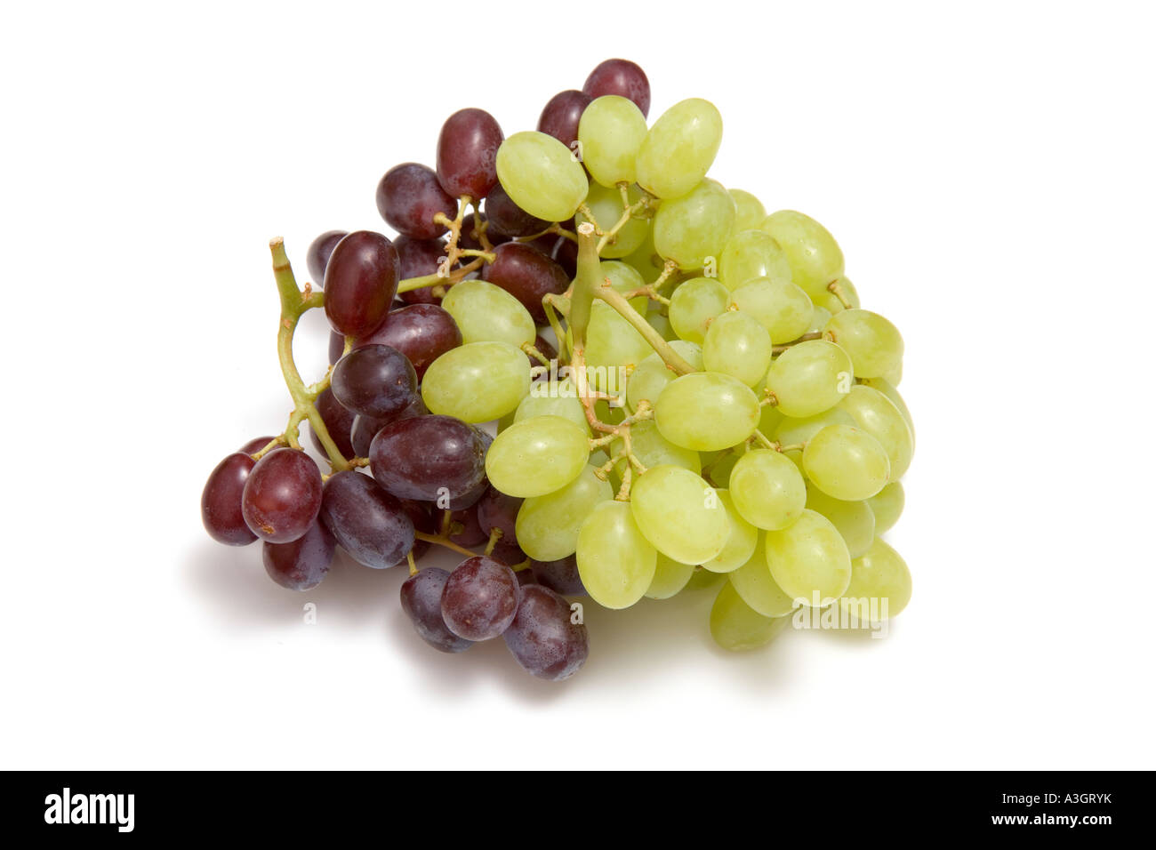 Le raisin rouge et blanc isolé sur fond blanc un studio. Banque D'Images