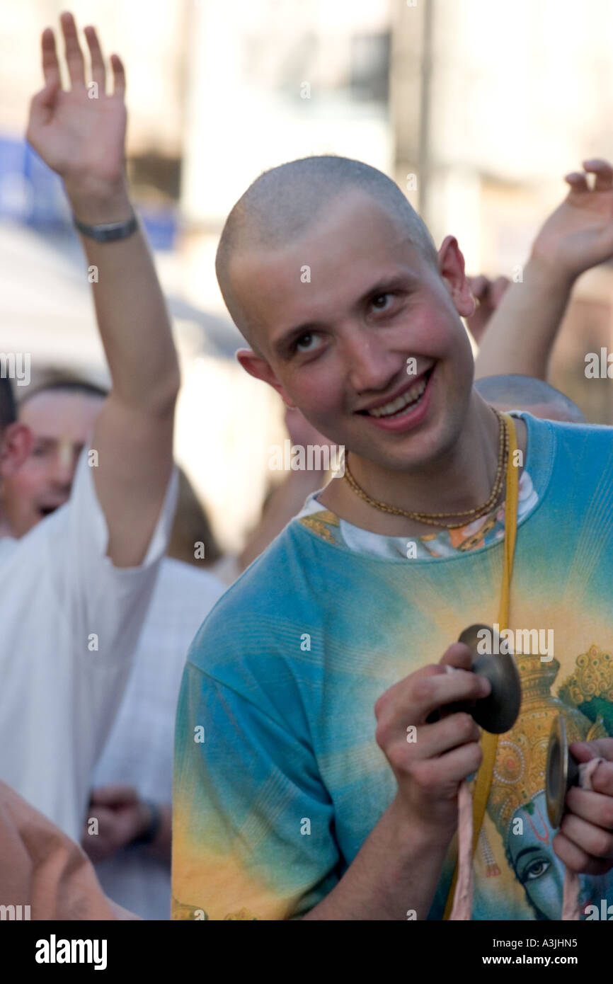Les membres d'Hare Krishna à Kiev, Ukraine 2005 Banque D'Images