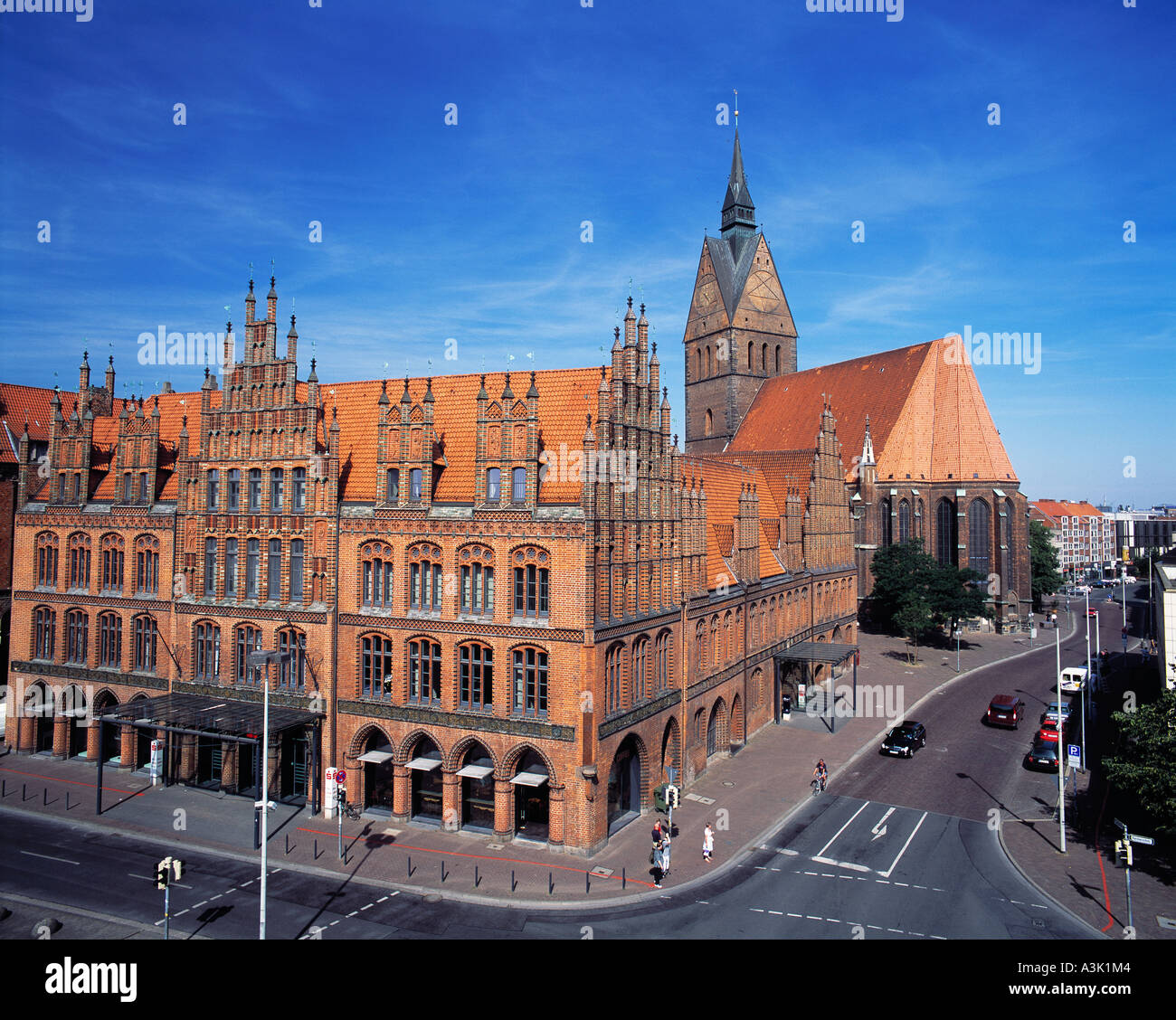 Das Alte Rathaus und die Marktkirche von Hannover wurden im Stile der Backsteingotik erbaut Banque D'Images