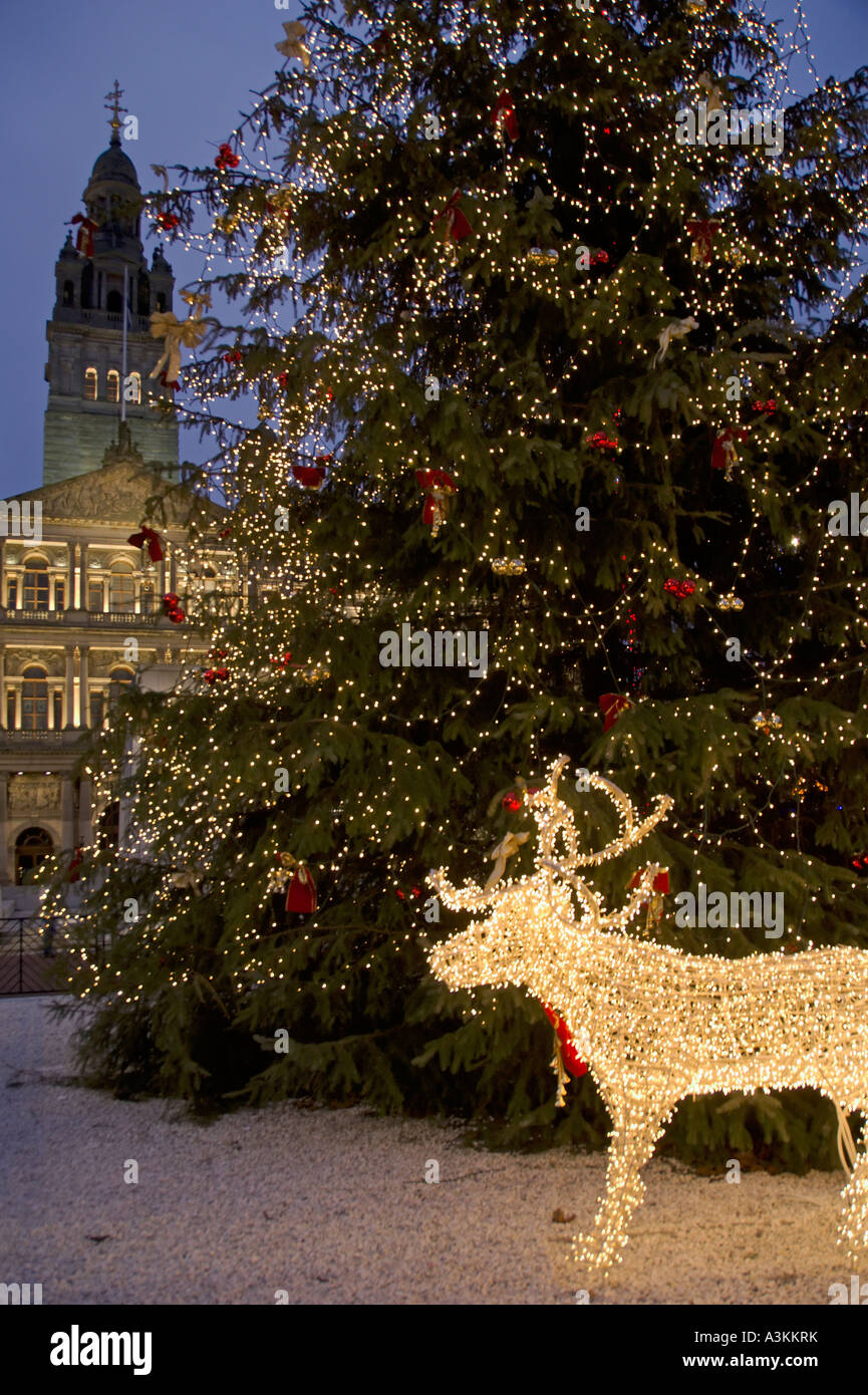 Les lumières de Noël à George Square Glasgow City Chambers Glasgow Ecosse Noël Banque D'Images