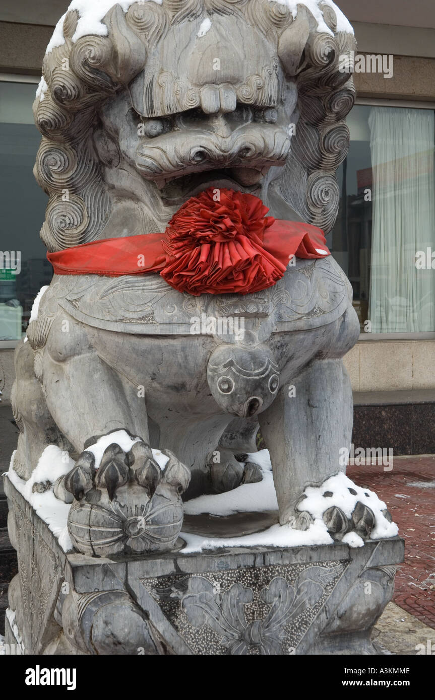 Lion du temple Banque D'Images