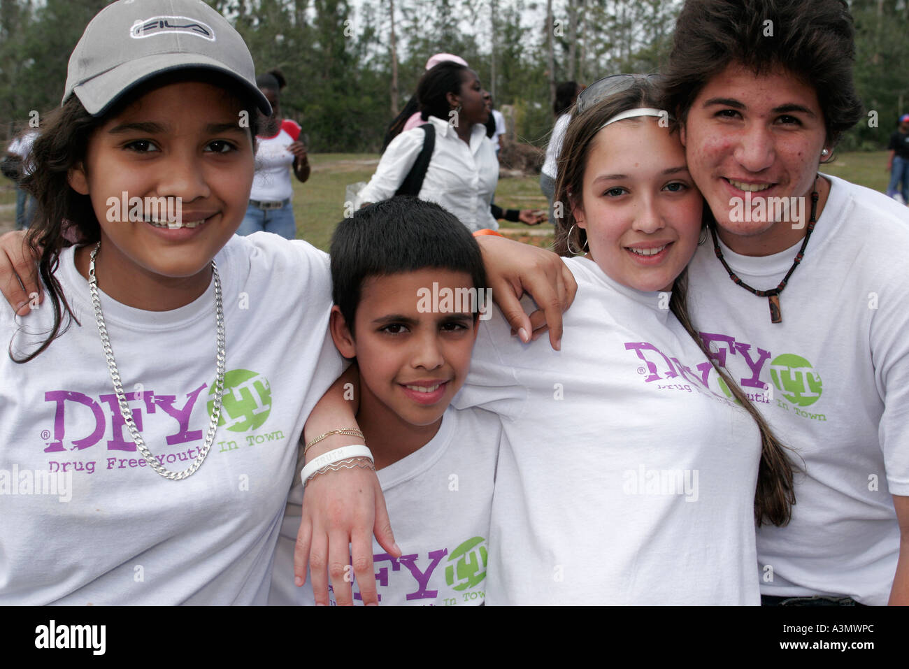 Miami Florida,Hialeah,Amelia Earhardt Park,Drug Free Youth in Town DFYIT club,anti-addiction programme organisation à but non lucratif, familles de parents par Banque D'Images