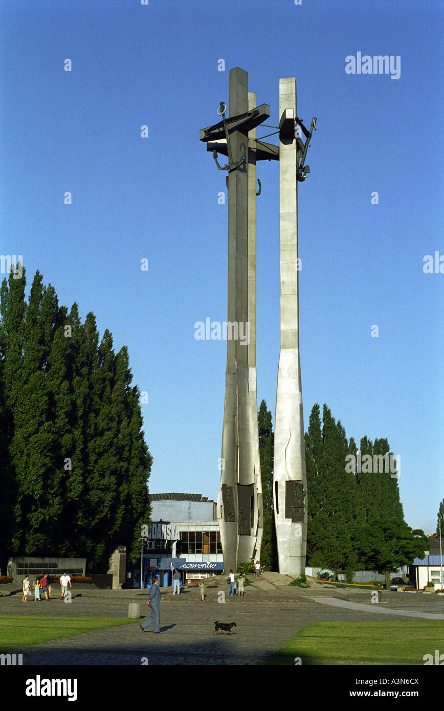 Monument aux morts de 1970 travailleurs des chantiers navals de Gdansk, Pologne Banque D'Images