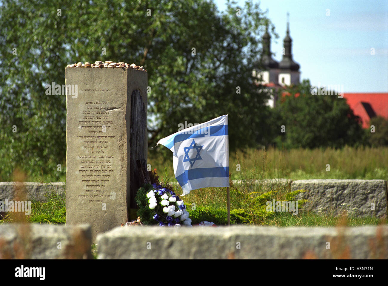 Massacre de Jedwabne pierre commémorative, Pologne Banque D'Images