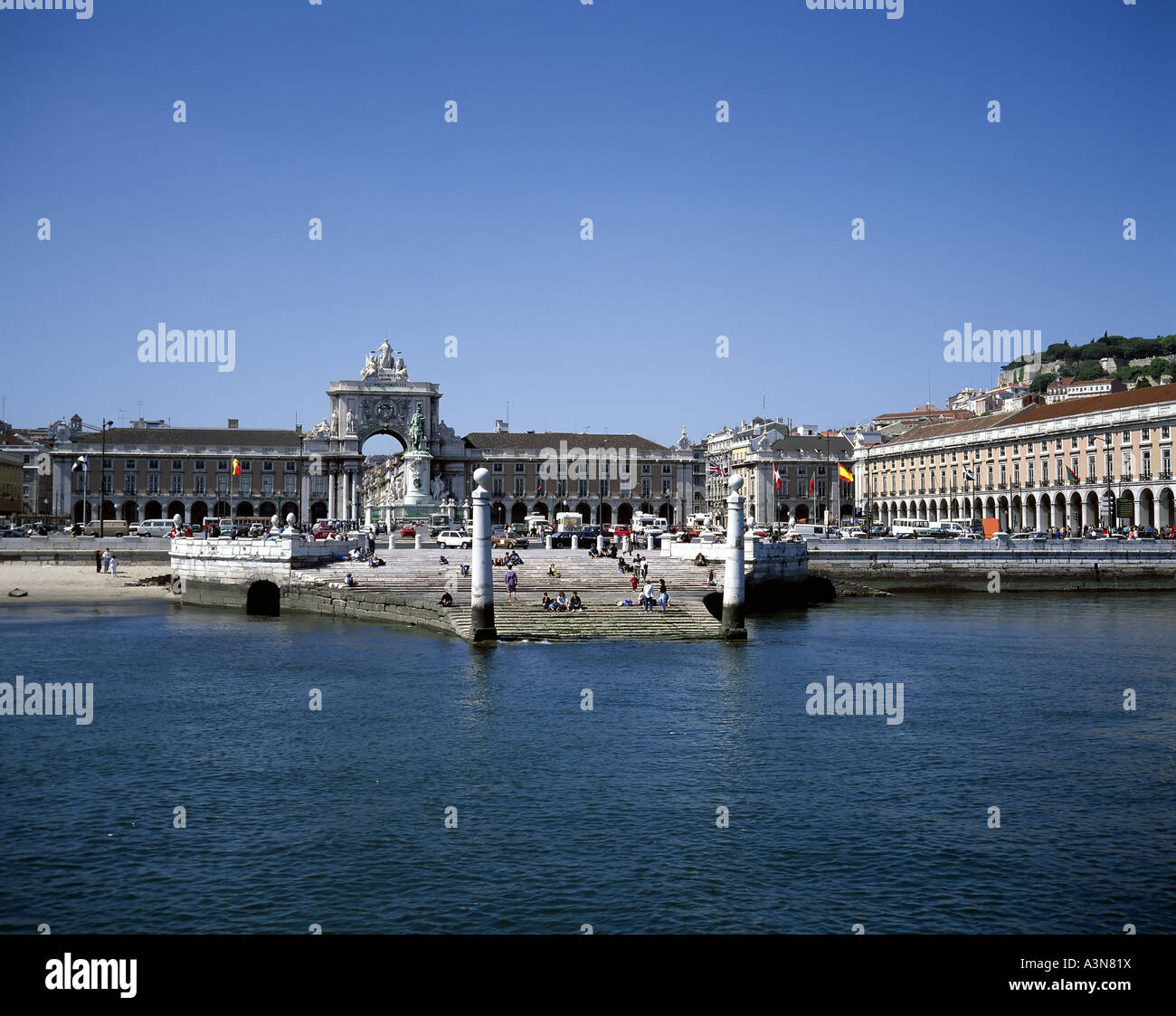 Tage et Praca do Comercio SQUARE LISBONNE PORTUGAL Banque D'Images