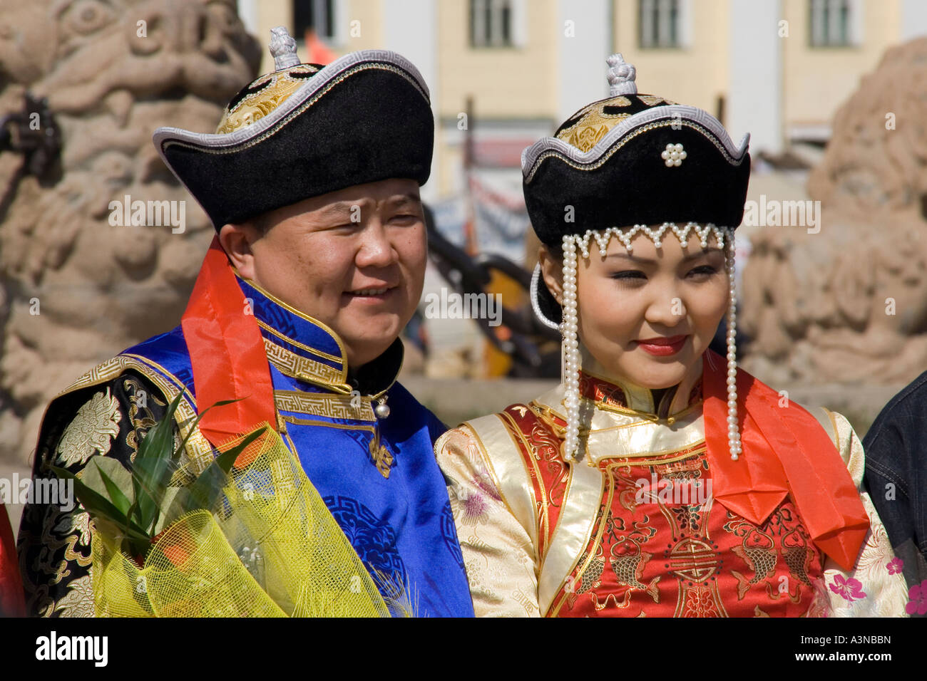 Couple de mariage mongol Banque D'Images