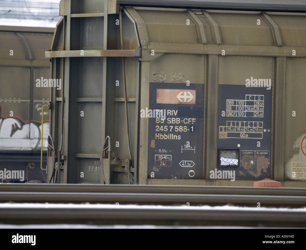 Wagon de marchandises données techniques Banque D'Images