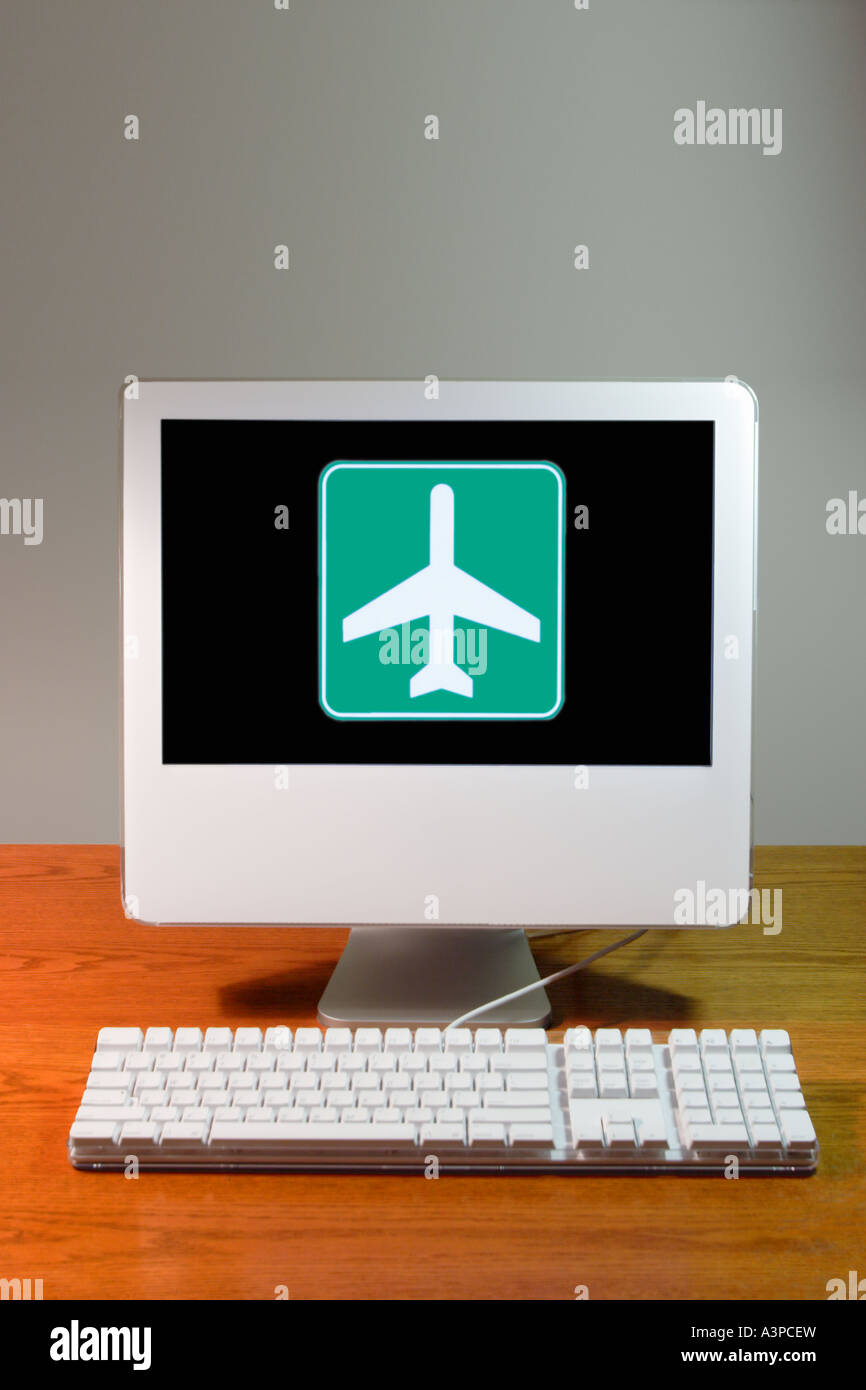 Ordinateur Apple avec symbole Airport à l'écran Banque D'Images