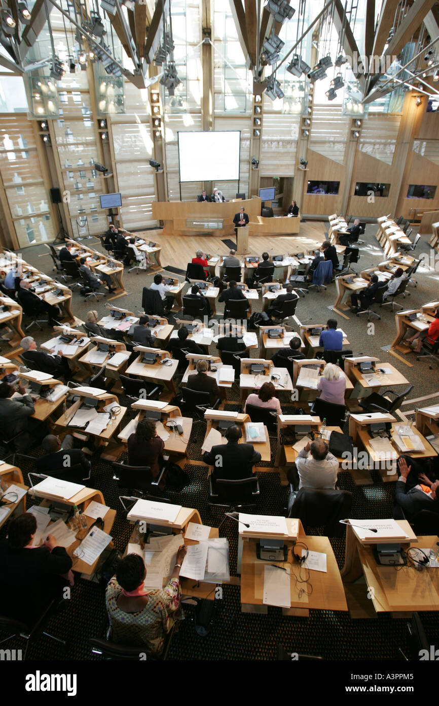 L'assemblage principal dans le bâtiment du parlement écossais, Edimbourg. Banque D'Images