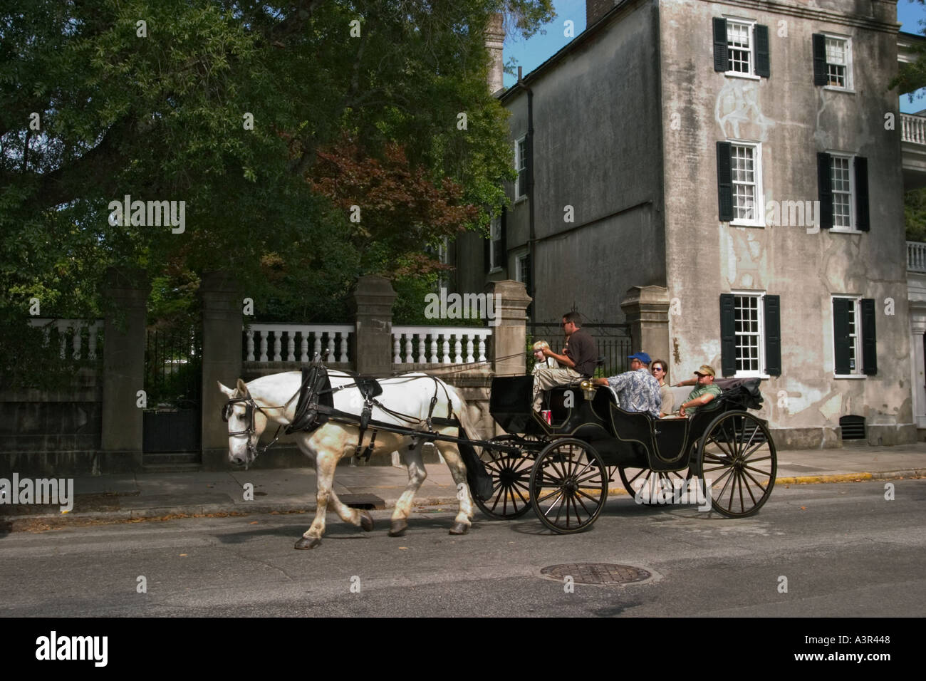 La calèche sur Meeting Street Charleston en Caroline du Sud Banque D'Images