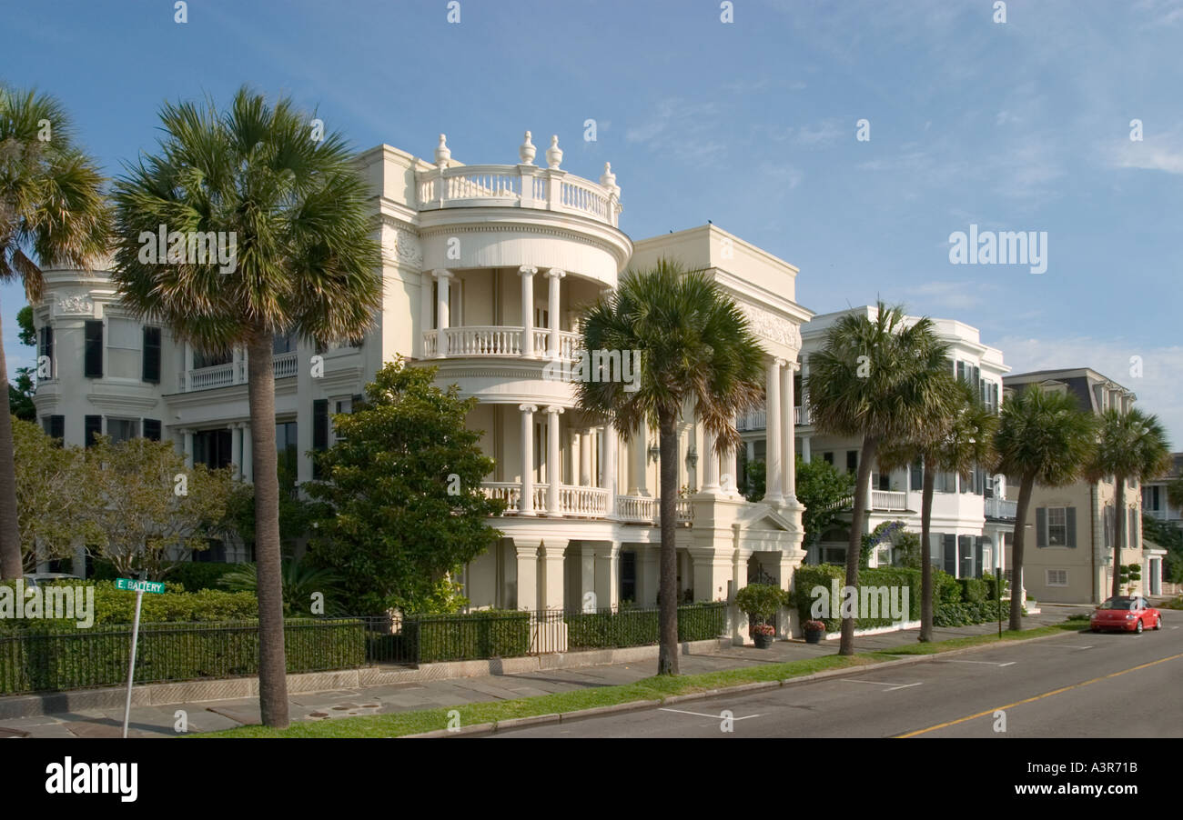 Maisons Antebellum sur East Battery Street Charleston en Caroline du Sud Banque D'Images