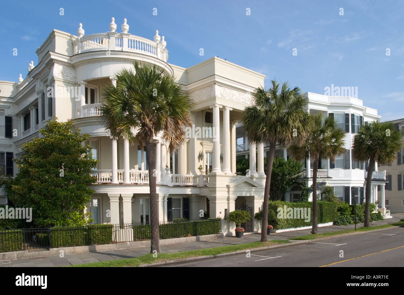 Maisons Antebellum sur East Battery Street Charleston en Caroline du Sud Banque D'Images