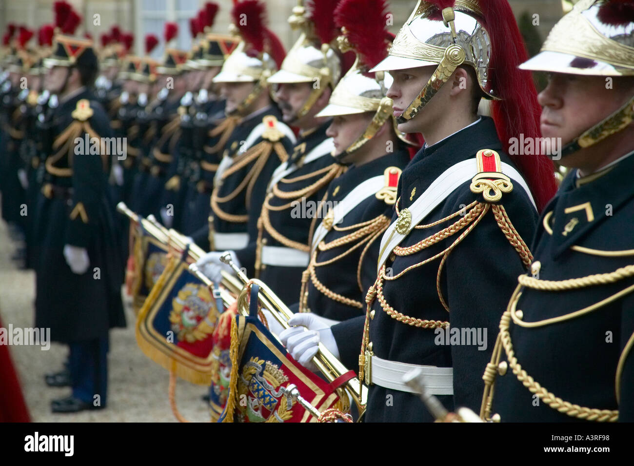 Garde d'honneur au cours de cérémonie officielle Elysée Paris France Mars 2004 Banque D'Images
