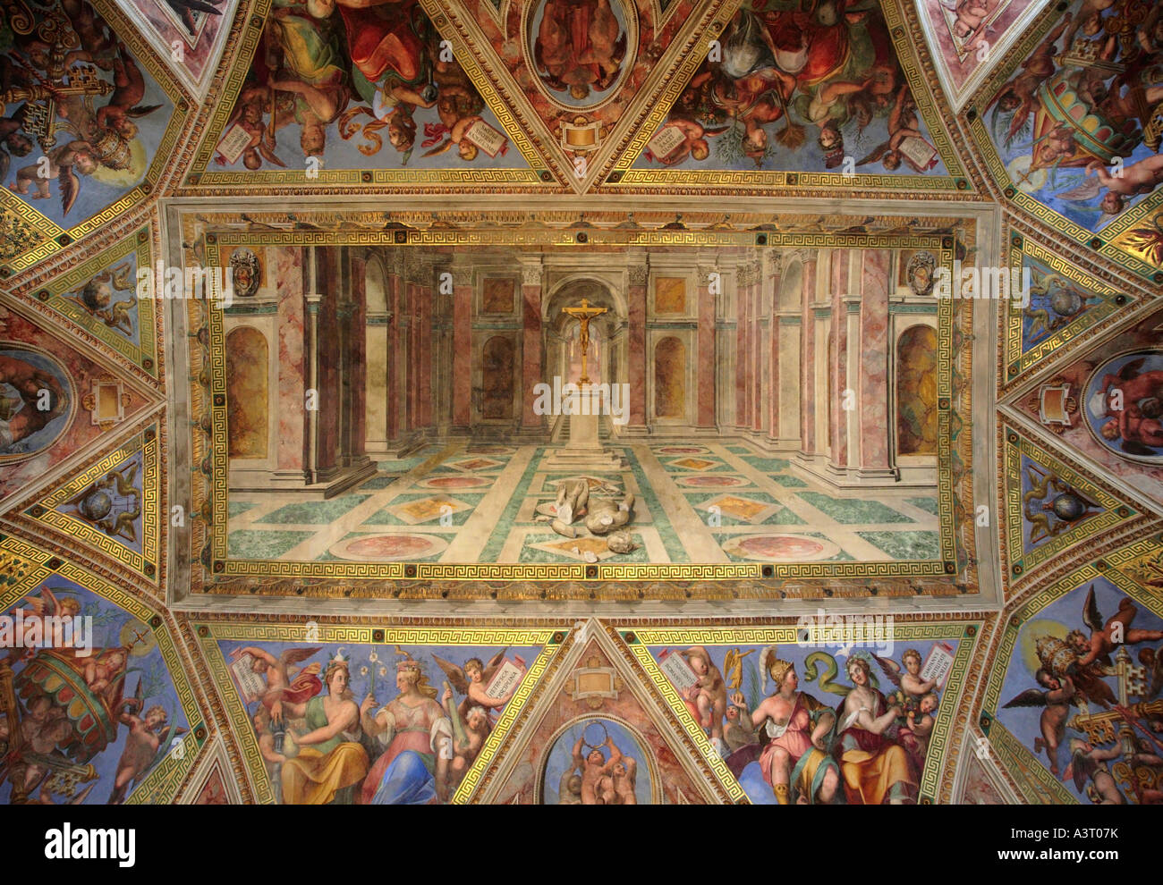 Plafond de la salle de Constantine Musée du Vatican Rome Italie Banque D'Images