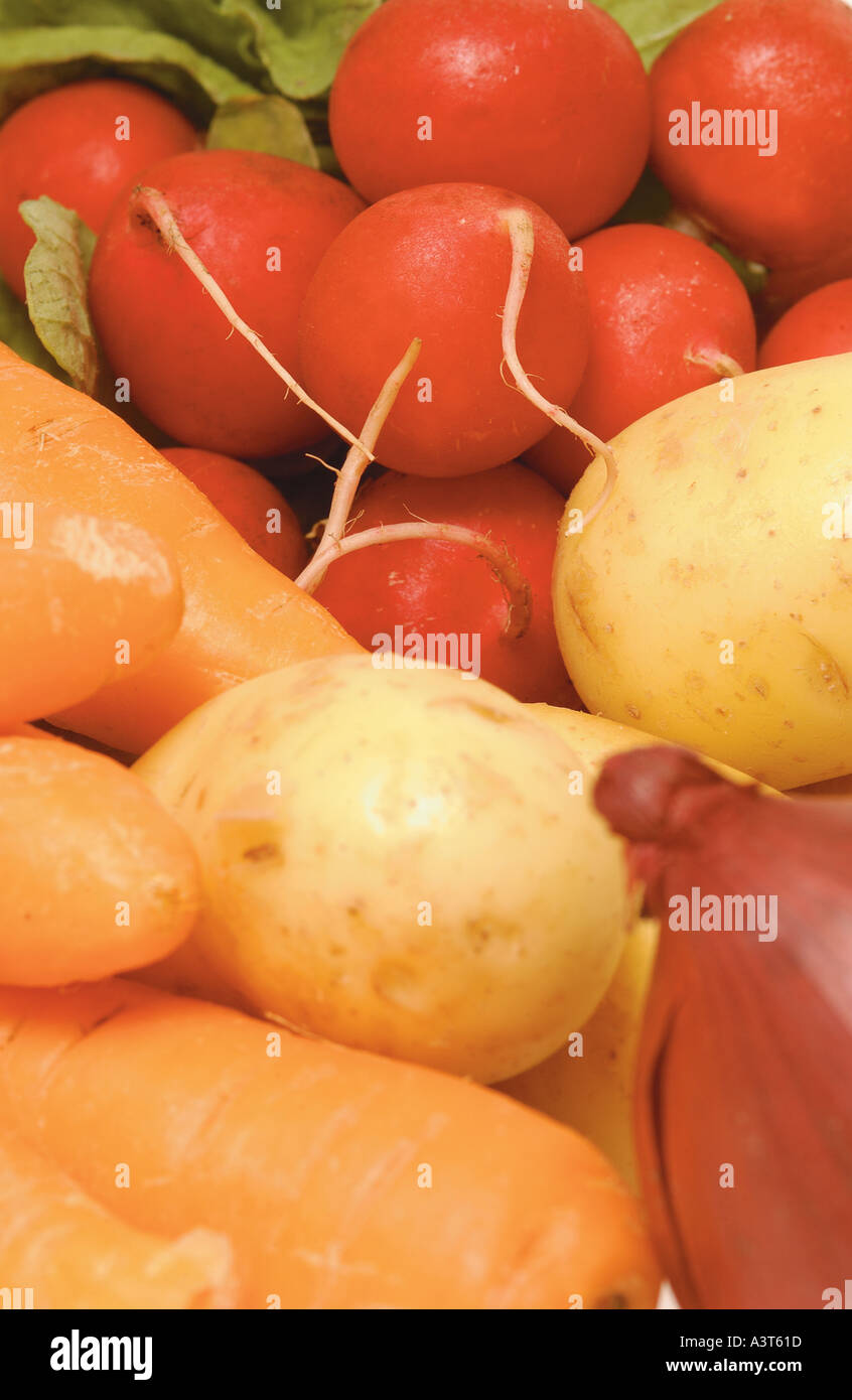 Gros plan de légumes crus fraîchement cueillis Banque D'Images