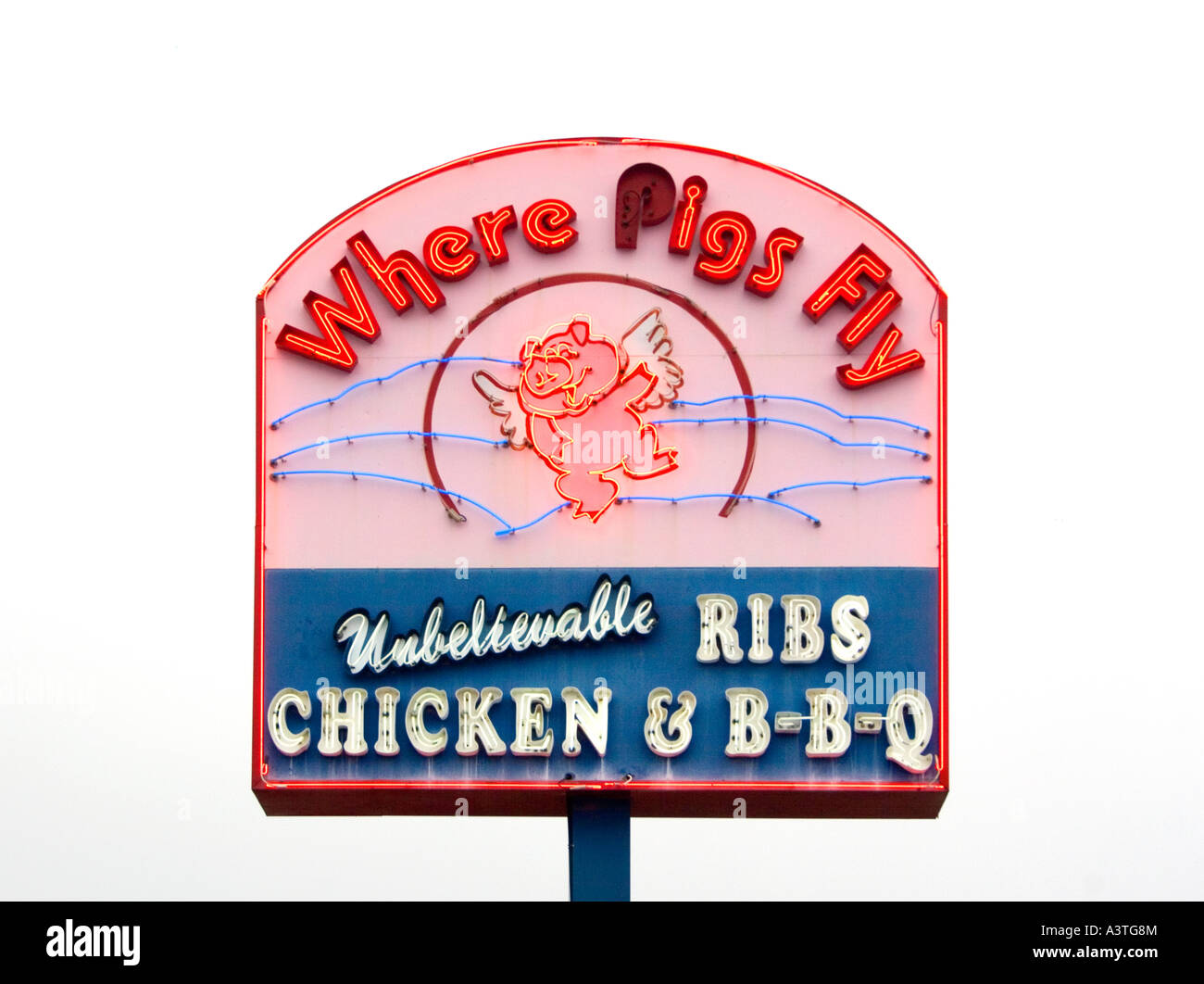 Lorsque les porcs voler un barbecue sign in Dover Delaware Banque D'Images