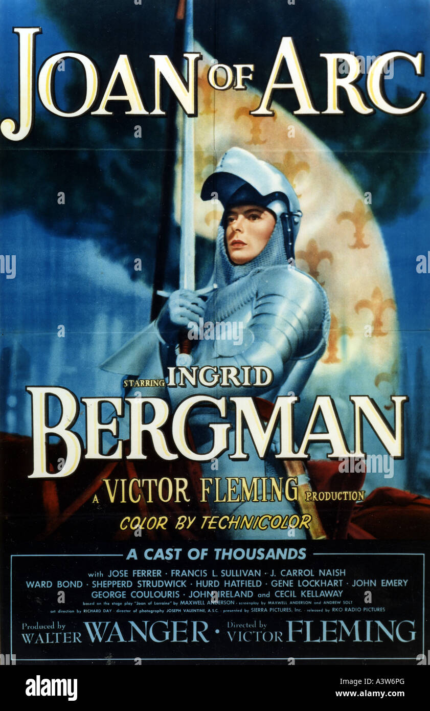Jeanne D'ARC affiche pour 1948 RKO film avec Ingrid Bergman Banque D'Images