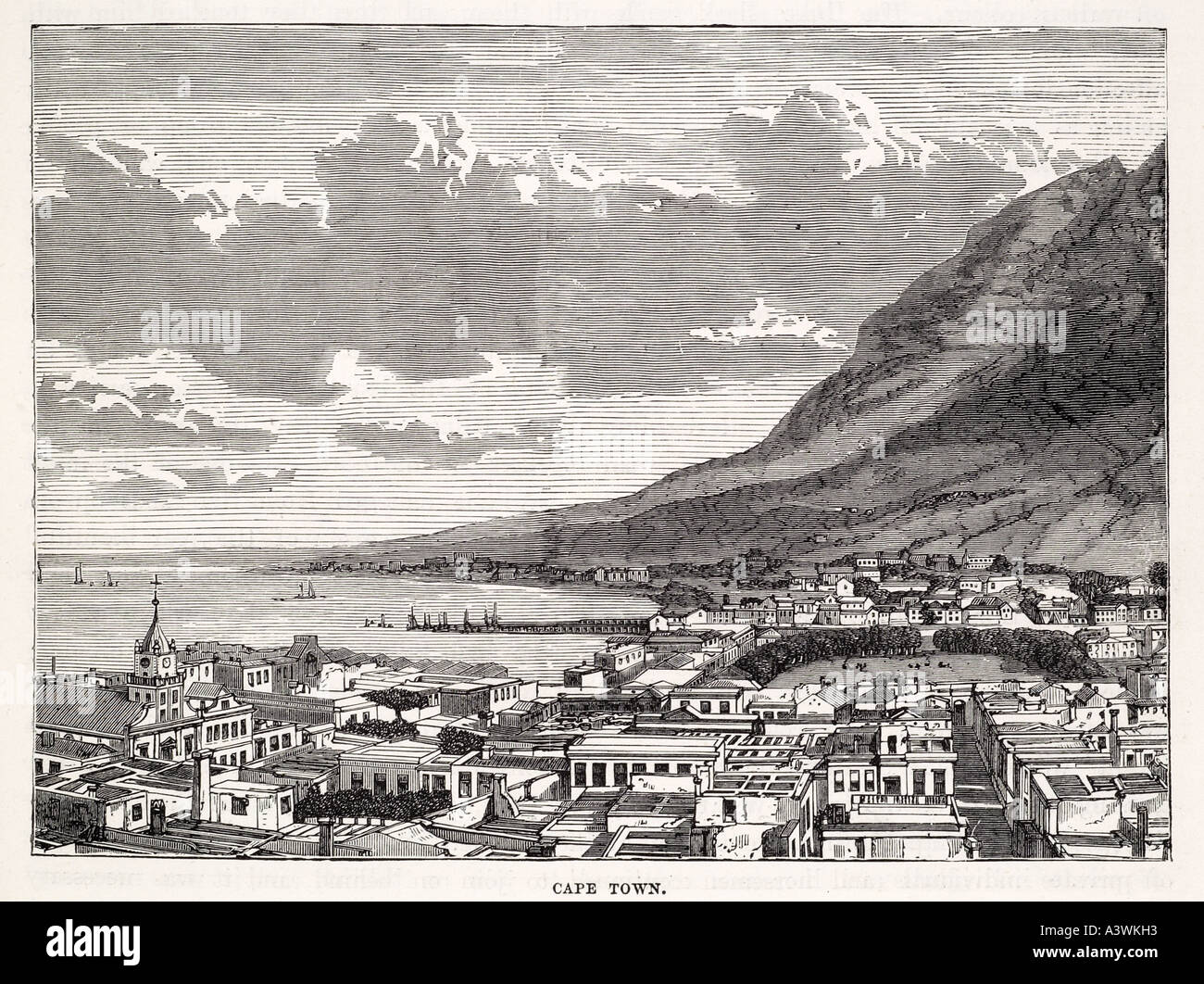 Le Cap Afrique du Sud vue de la côte du port port de montagne ville de règlement d'ancrage table bay travel safe maritim marine en eau profonde Banque D'Images
