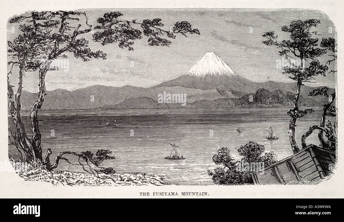 Asie Japon Honshu fujiyama mont mountain snow cap de l'eau du lac enneigées vallée voyage oriental orient extrême-orient célèbre monument Banque D'Images