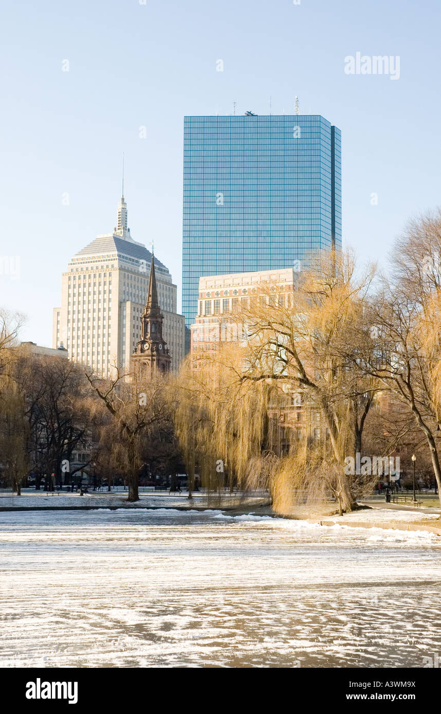 Une vue de la Hancock Tower et le John Hancock Building dans le Boston Back Bay Banque D'Images