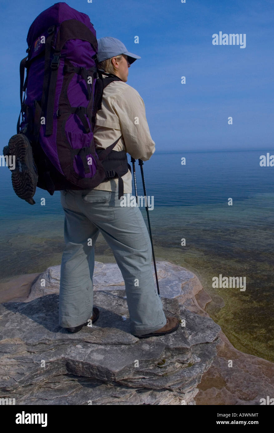 Backpacking Pictured Rocks National Lakeshore Banque D'Images