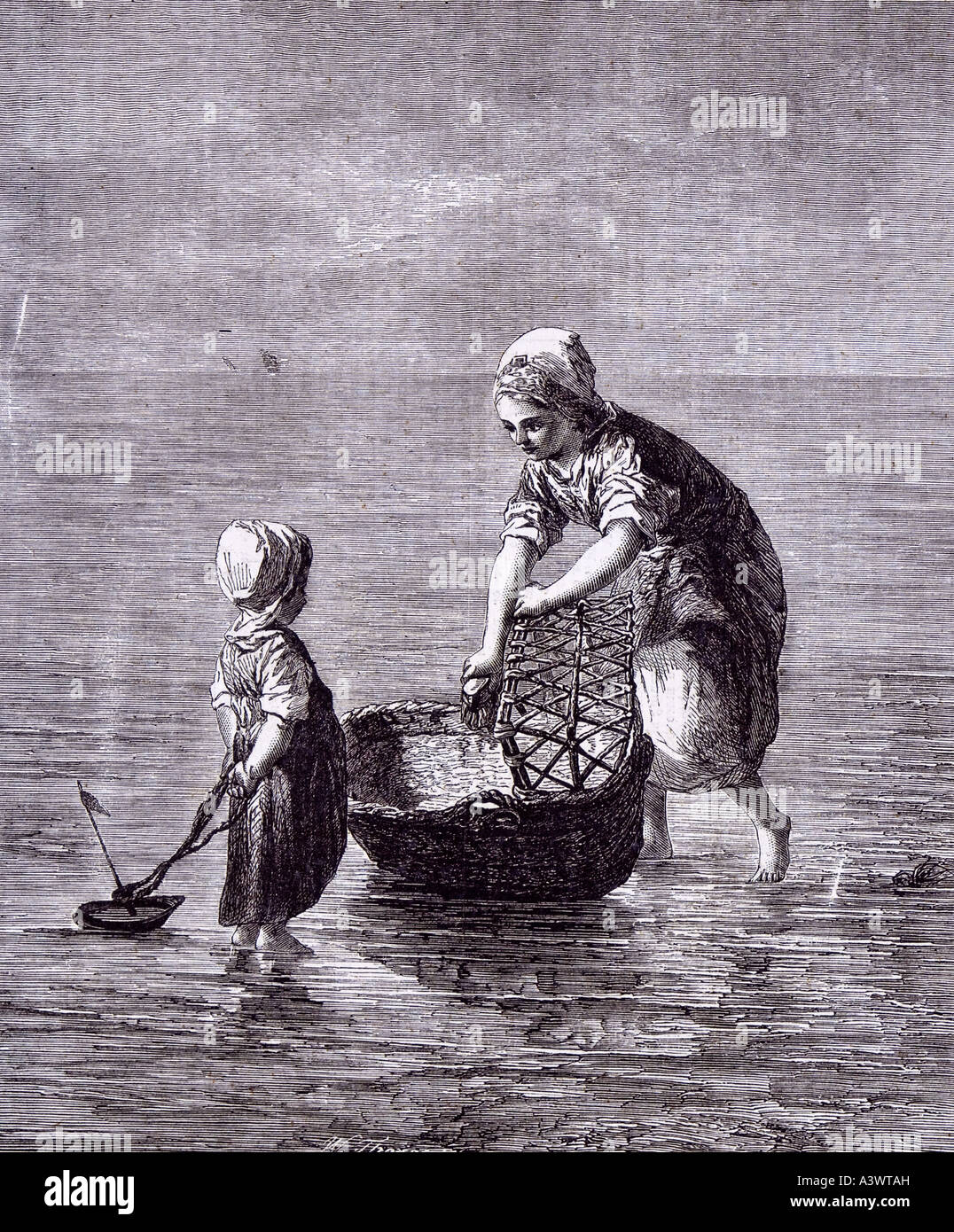 Art Artiste Neerlandais Soeur Enfant Bateau Mer Couffin Lit Bebe Lit Bebe Lit Bebe Petite Enfance Photo Stock Alamy