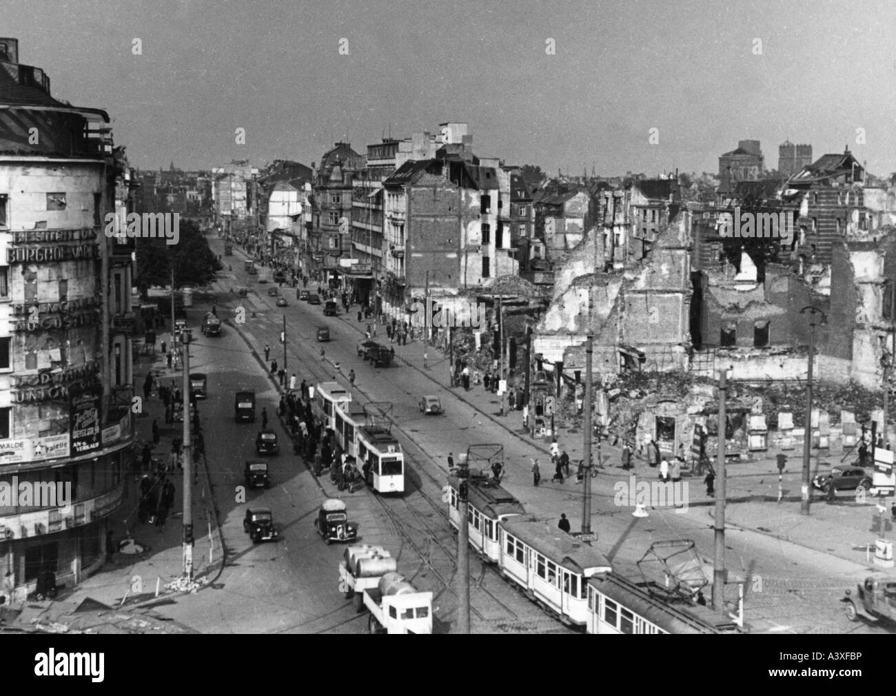 Géographie/voyages, Allemagne, Cologne, période d'après-guerre, scènes de rue, bâtiments détruits, vers 1948, Banque D'Images