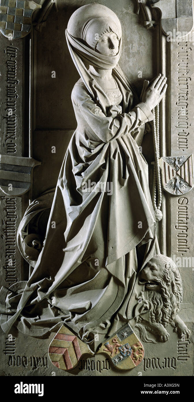 Beaux-arts, Tilman Riemenschneider,, (autour de 1460 - 7.7.1531), le tombeau de la comtesse, Dorothea von Rieneck, passé 1503, grès, grue Banque D'Images
