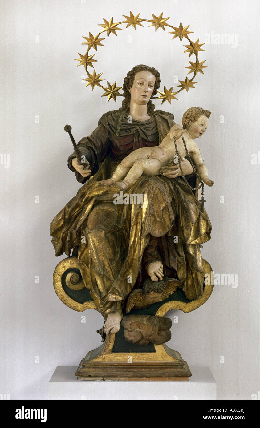'Fine Arts, Baldauf, Adam, (vers 1570 - 1631), sculpture, 'Madonna' avec le chapelet, vers 1625, Musée diocésain, Brixen, ita Banque D'Images