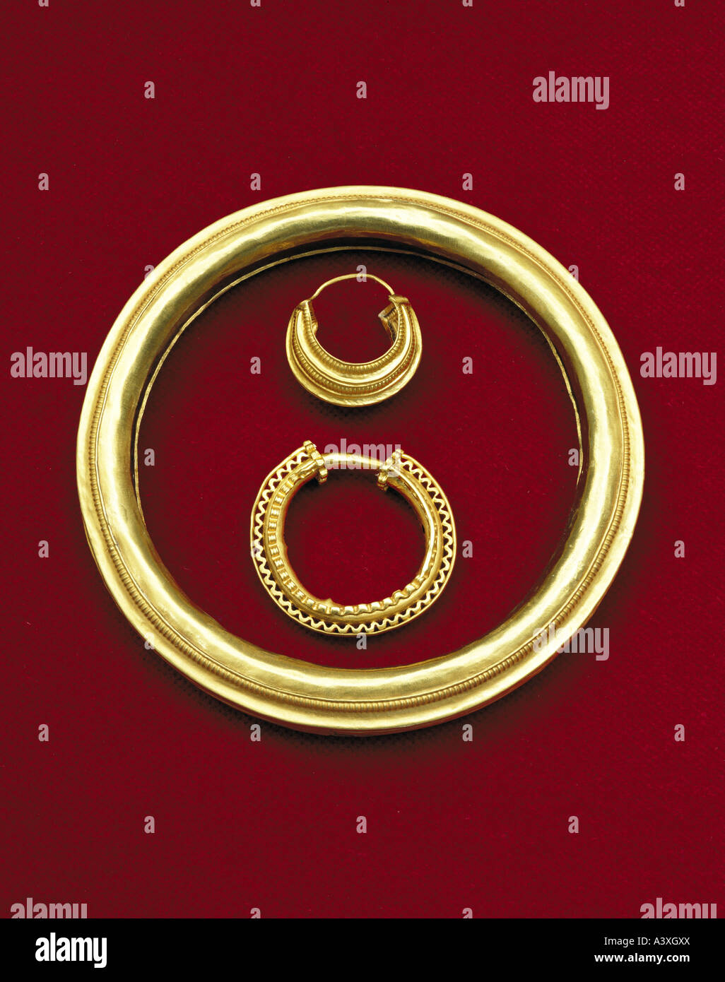 Beaux-arts, antiquité, celtes, Bijoux, Bagues d'or, 600 - 500 avant J.-C., Keltenmuseum Hallein, Autriche, Hallstadt culture, celtic, Banque D'Images