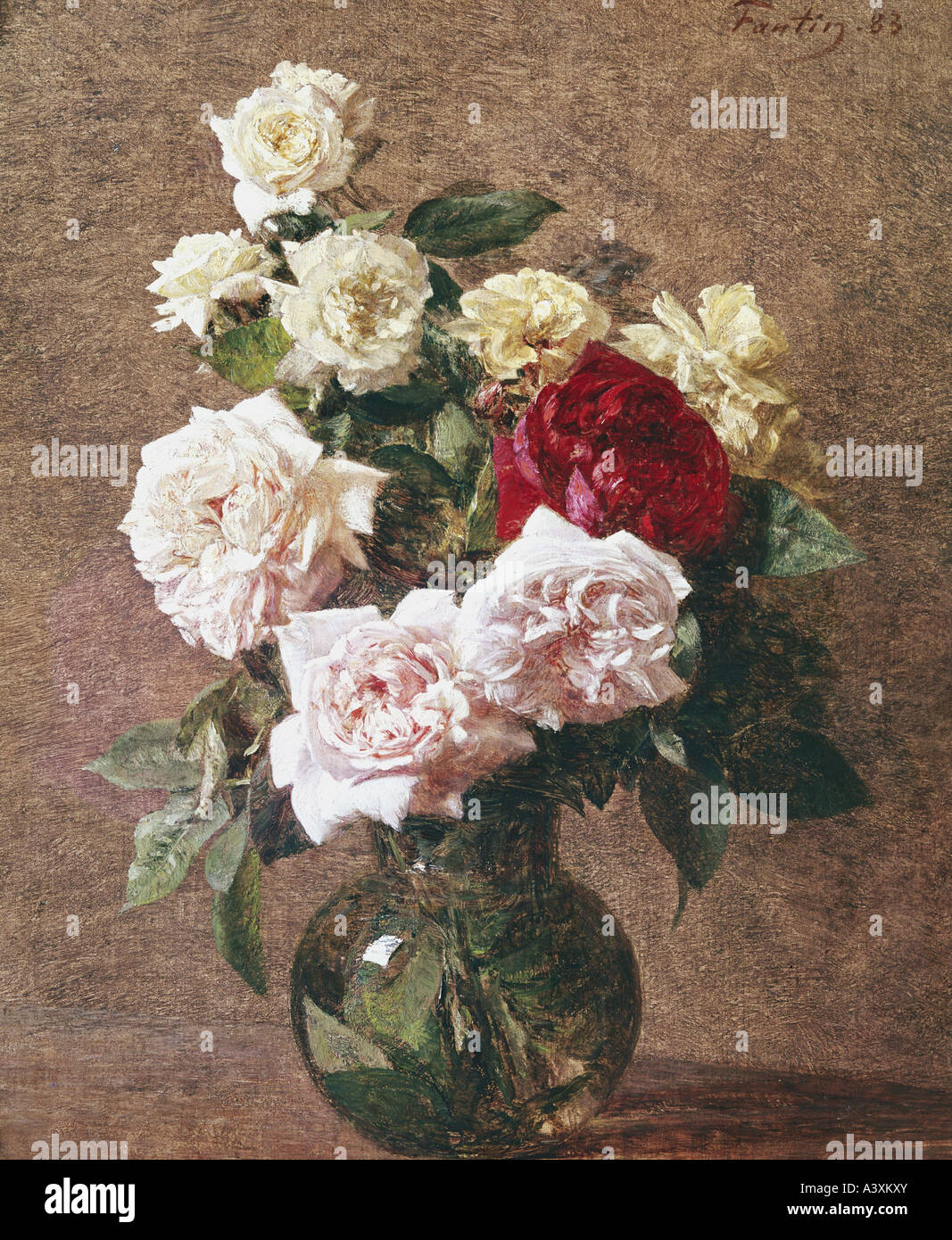 'Fine Arts, Fantin-Latour, Henri, (1836 - 1904), peinture, 'fleurs dans un vase", 1883, Collection Gulbenkian, Lisbonne, historique, h Banque D'Images