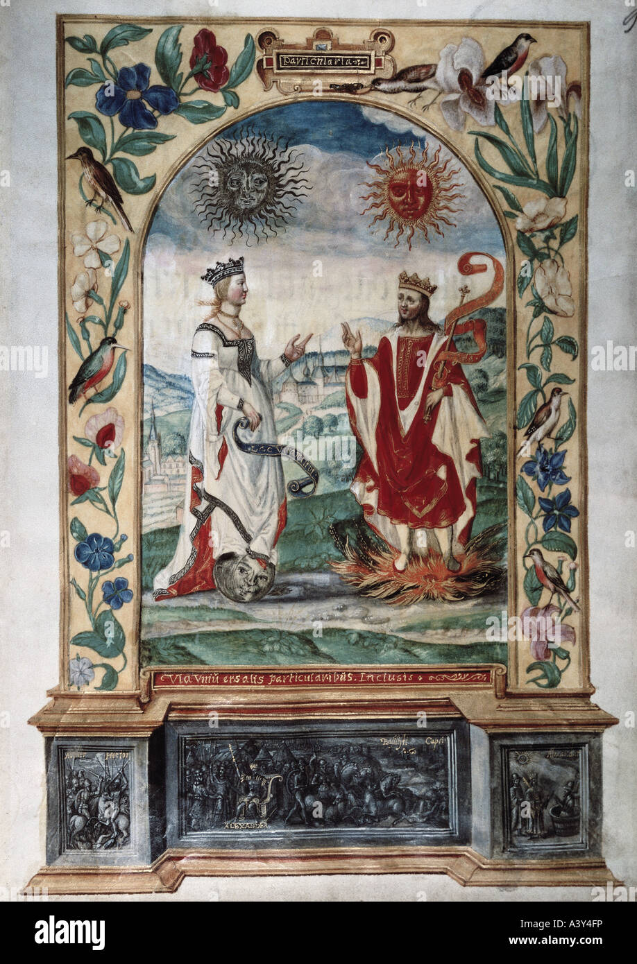 Alchimie, 'l'argument entre le soleil et la lune', miniature, 'Splendor solis', Augsburg, vers 1600, Musée national germanique, , Banque D'Images
