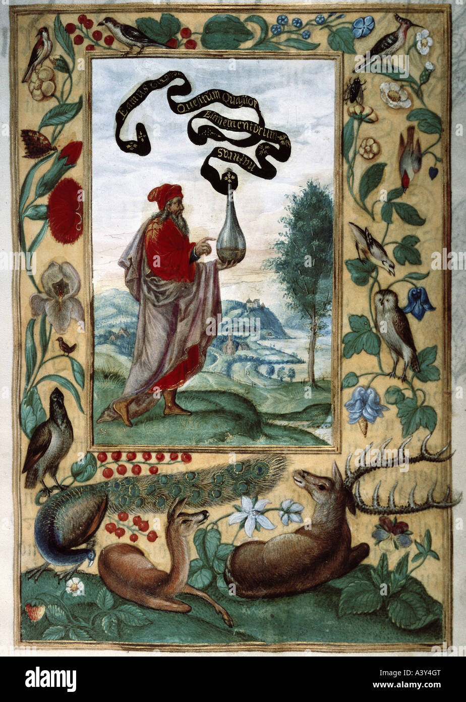 Alchimie, 'ADEPT avec elixir', miniature, illustration de 'Splendor solis', Augsburg, vers 1600, Musée National germanique, , Banque D'Images