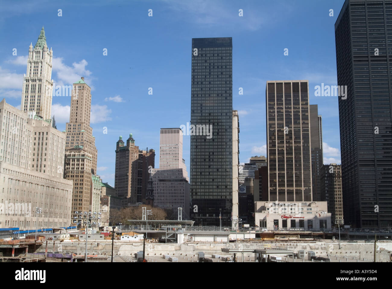 Bloc zone Ground Zero World Trade Center New York City Site de restauration Banque D'Images