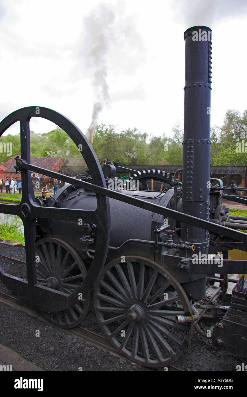 Réplique de Richard Trevithick Locomotive de Coalbrookdale, Blists Victorian Town Museum, Madeley, Ironbridge, Shropshire Banque D'Images