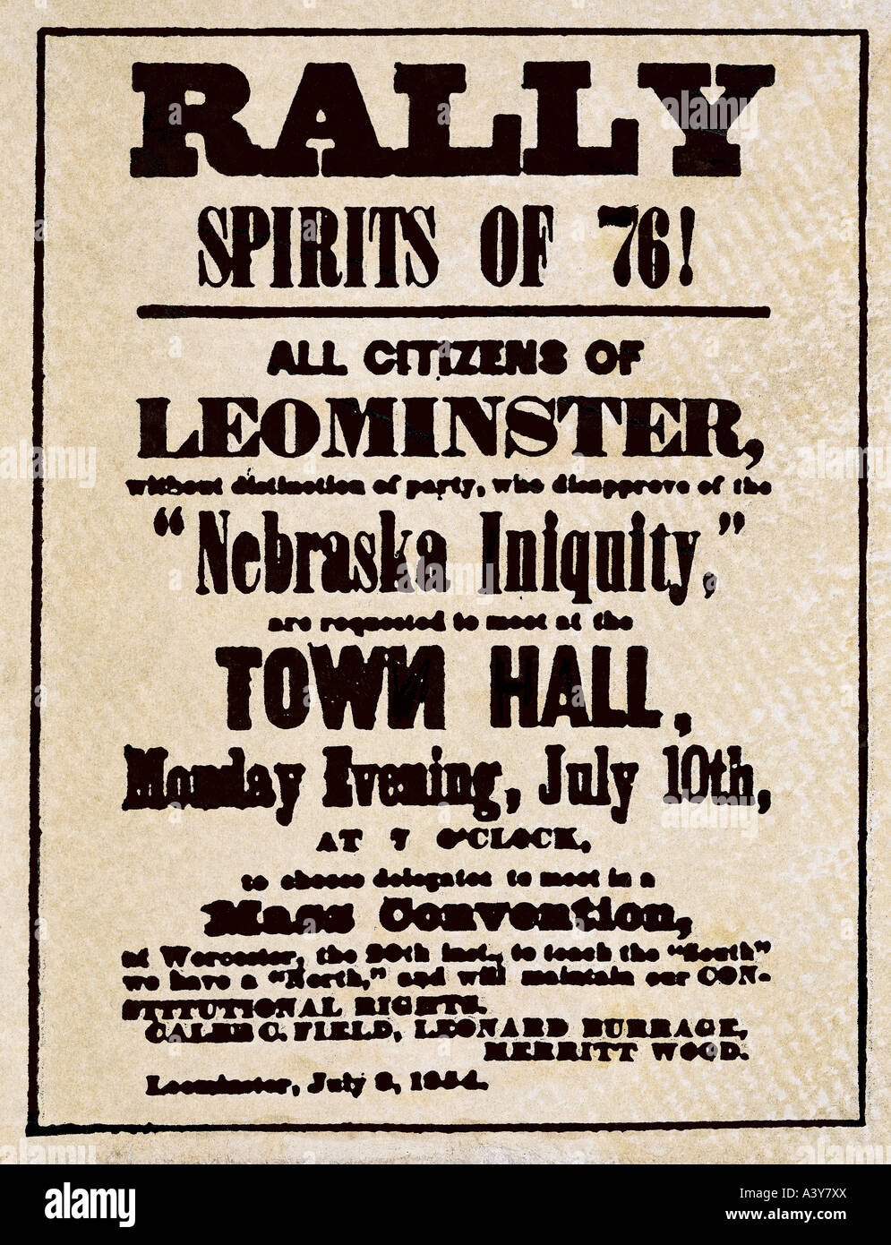 Géographie / voyages, États-Unis, politique, élections, flyer, 'Rally spiritueux de 76', appel à la manifestation à Leominster, Massachusetts, collection privée, Washington DC, Banque D'Images