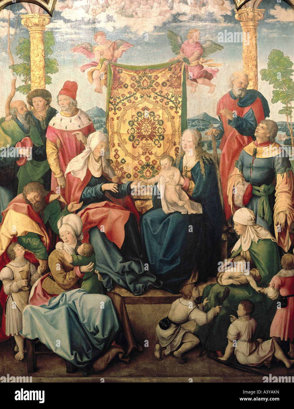 'Fine Arts, Traut, Wolf (circa 1480 / 1485 - 1520), peinture, "La sainte famille", de détail, d'Altershofener Sippenalt panneau central Banque D'Images